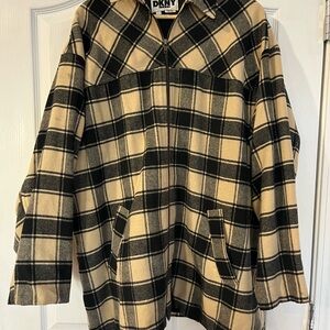 Vintage DKNY checked flannel barn coat, S